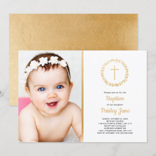 Invitación simple de la foto del bautismo de la
