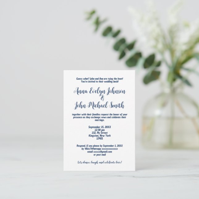 Invitación simple de maleza plana (Anverso de pie)