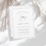 Invitación simple de matrimonio en monograma blanc<br><div class="desc">Invitación simple a la boda en monograma blanco y negro. Impresiona con elegancia a los bodas con esta moderna invitación a la boda blanca y negra con un hermoso guión negro, con las iniciales de la novia y del novio sobre un fondo blanco. Esta Invitación tiene un impresionante diseño en...</div>