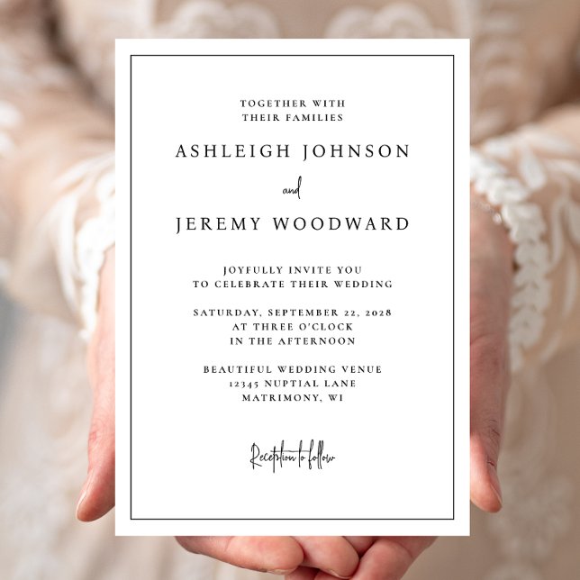 Invitación simple de matrimonio enmarcado en blanc (Subido por el creador)