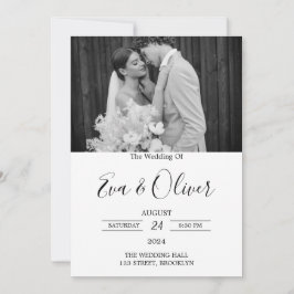 Invitación simple de matrimonio fotográfico en bla