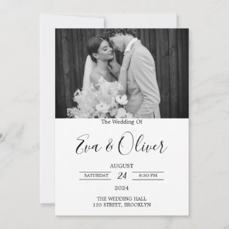 Invitación simple de matrimonio fotográfico en bla