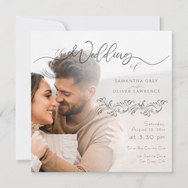 Invitación simple de matrimonio fotográfico Minima (Anverso)