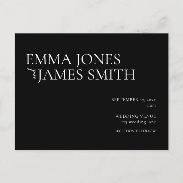 Invitación simple de matrimonio presupuestal en bl (Anverso)