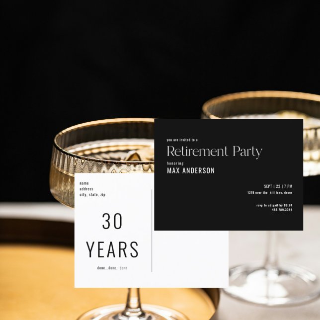 Invitación simple de partido de retiro blanco y ne (Subido por el creador)
