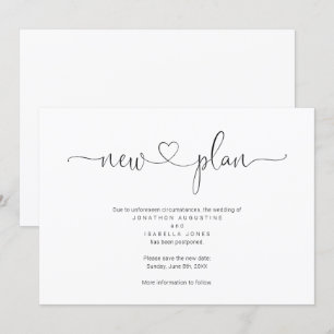 Invitación simple de postergación del Boda
