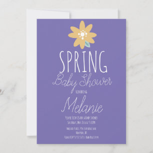 Invitación simple de primavera floral púrpura para