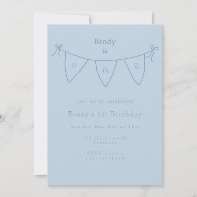 Invitación simple de primer cumpleaños (Anverso)