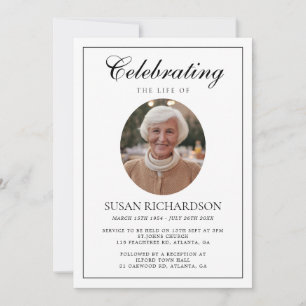 Invitación simple de recuerdo de funeral con foto