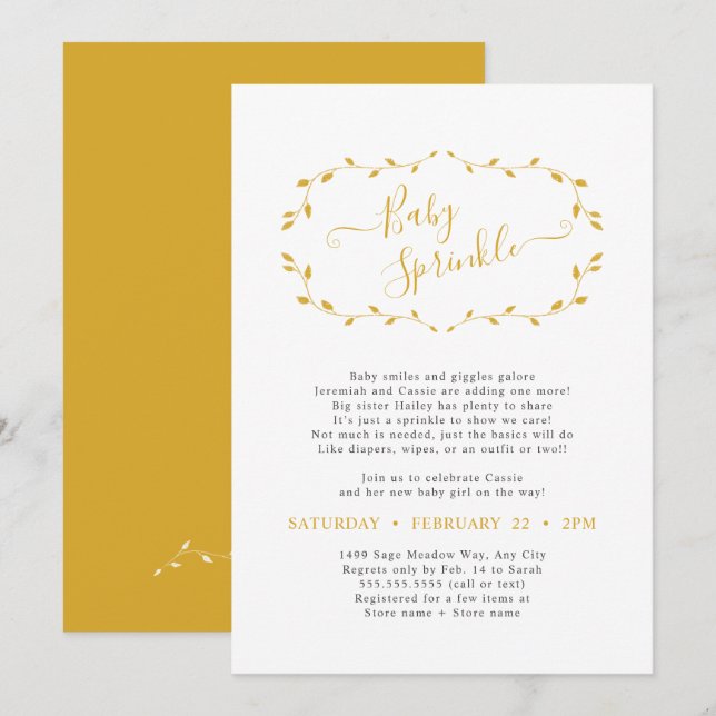 Invitación simple de rociado de bisturí (Anverso / Reverso)