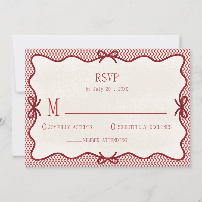 Invitación simple de RSVP con superposición roja y (Anverso)
