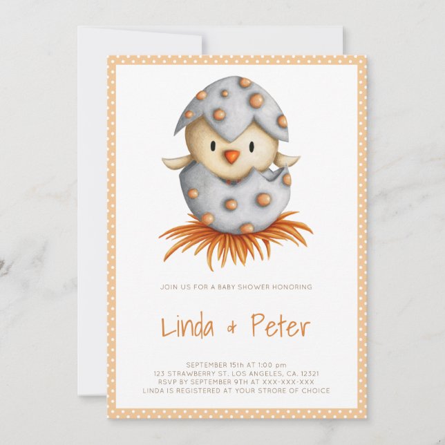 Invitación simple de shower de bebé neutral con pá (Anverso)