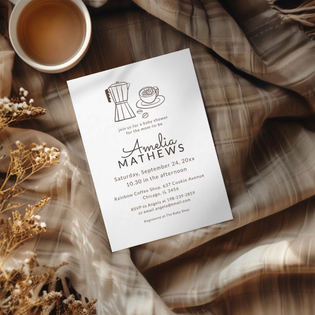 Invitación simple de té de bebé con tema de café (Subido por el creador)