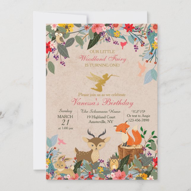 Invitación simple de Woodland Fairy (Anverso)