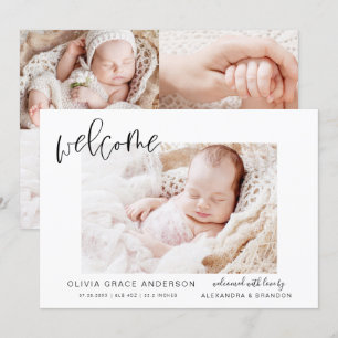 Invitación simple del bebé Collage de fotos elegan