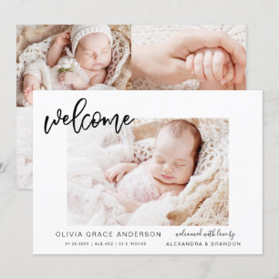 Invitación simple del bebé Collage de fotos elegan