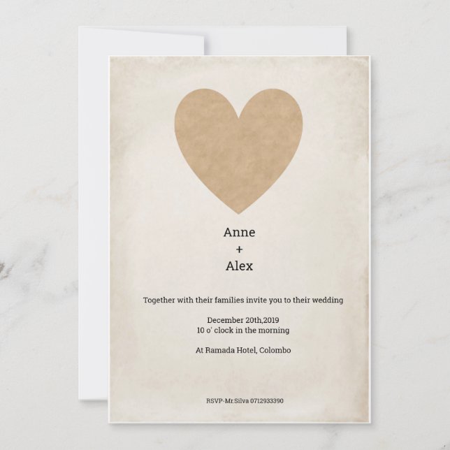 Invitación simple del boda (Anverso)