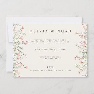 Invitación simple del Boho Wildflower Engagement P