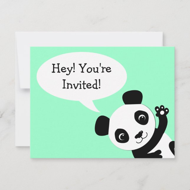 Invitación simple del cumpleaños del oso de panda (Anverso)