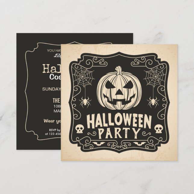Invitación simple del fiesta el | del traje de (Anverso / Reverso)