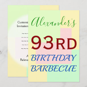 Invitación simple, divertida "93 BARBACOA DE CUMPL