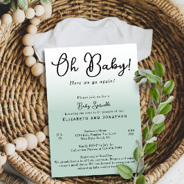 Invitación Simple Divertido Oh Bebé Verde Sage 2da Celebració