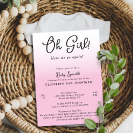 Invitación Simple Divertido Oh Chica Rosa Segunda Fiesta de S