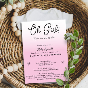 Invitación Simple Divertido Oh Chica Rosa Segunda Fiesta de S