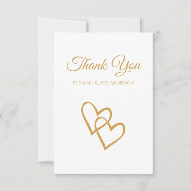 Invitación Simple Doble Corazón Agradecimiento Boda de Oro (Anverso)