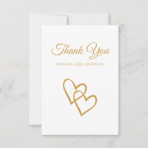 Invitación Simple Doble Corazón Agradecimiento Boda de Oro
