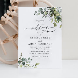 Invitación Simple Dusty Blue Eucalyptus Greenery Boda