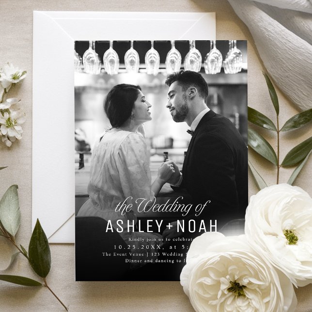 Invitación Simple Elegance Classy Script Photo Wedding  (Simple Elegance Classy Script Photo Wedding Invitation)