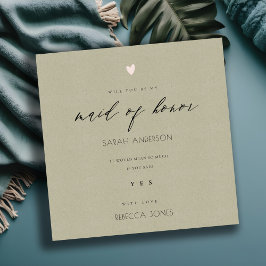 Invitación SIMPLE ELEGANCIA TIPOGRAFÍA KRAFT dama de honor