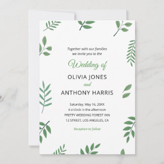 Invitación Simple Elegant Botanical Greenery Leaves Wedding