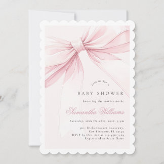 Invitación Simple Elegant Bow Baby Shower Invitation