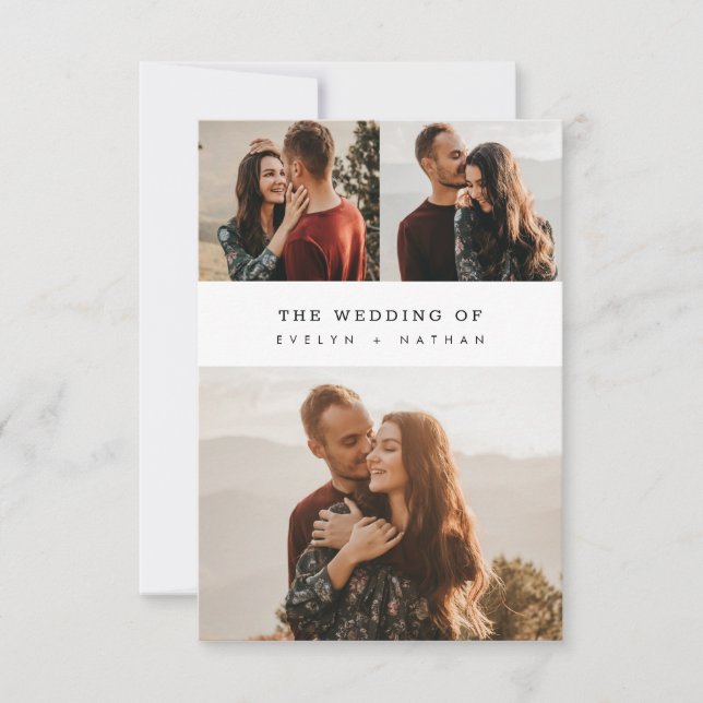Invitación Simple Elegant Budget Photo Collage Wedding (Anverso)