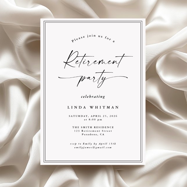 Invitación Simple Elegant Calligraphy Script Retirement Party (Subido por el creador)