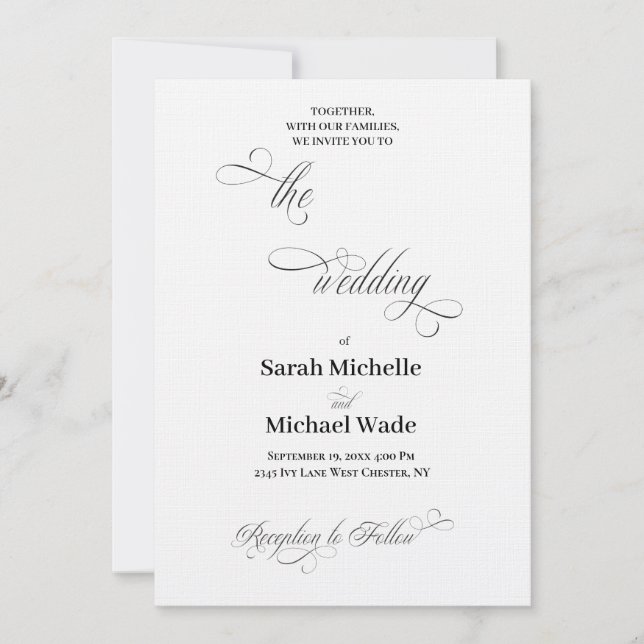 Invitación Simple Elegant Calligraphy Script Wedding (Anverso)