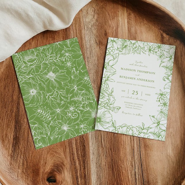 Invitación Simple Elegant Citrus Green Floral Garden Wedding (Subido por el creador)