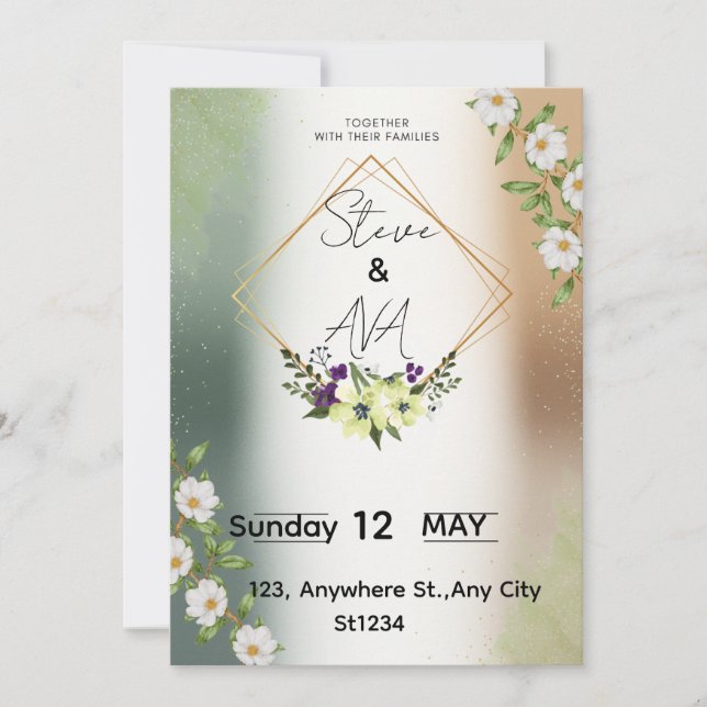 Invitación Simple Elegant Floral Wedding Invitation (Anverso)