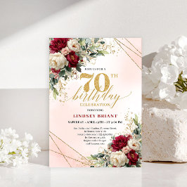 Invitación Simple Elegant Gold Floral 70th Birthday Invites