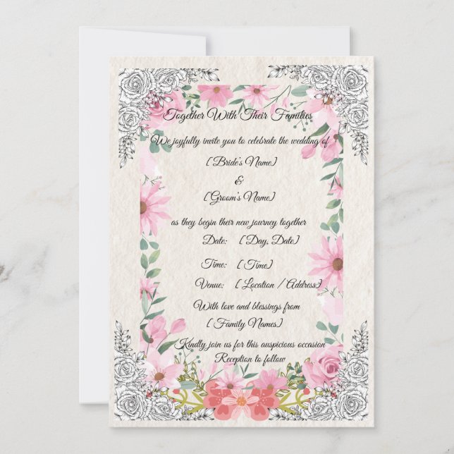 Invitación Simple Elegant Indian Wedding Invitation | Traditi (Anverso)