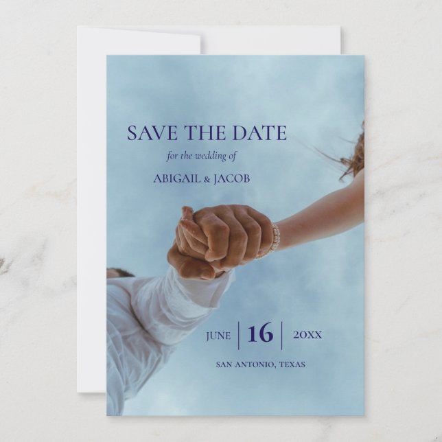 Invitación Simple Elegant Modern Photo Wedding Save the Date (Anverso)