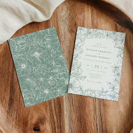 Invitación Simple Elegant Sage Green Floral Garden Wedding