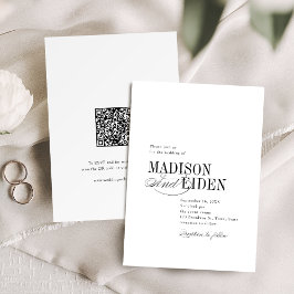 Invitación Simple Elegant Timeless Typography QR code Wedding