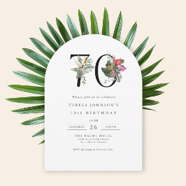 Invitación Simple Elegant Tropical 70th Birthday