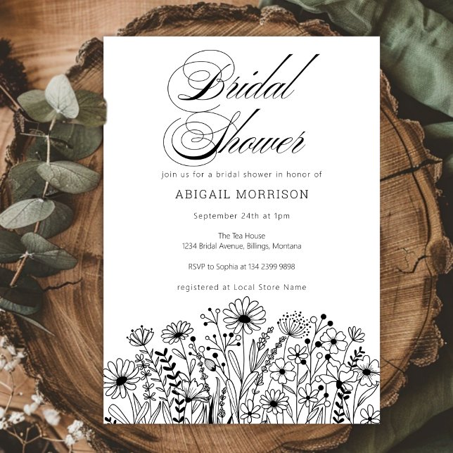 Invitación Simple Elegant Wildflowers Bridal Shower (Subido por el creador)