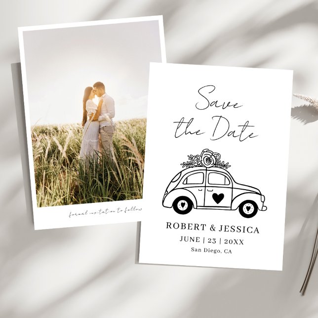 Invitación Simple Elegante Boho Foto Boda Guardar la Fecha (Subido por el creador)