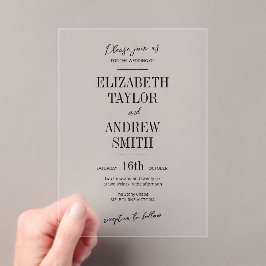 Invitación simple elegante, bonita letra concisa