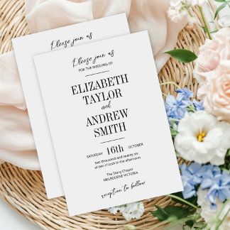 Invitación simple elegante, bonita letra concisa